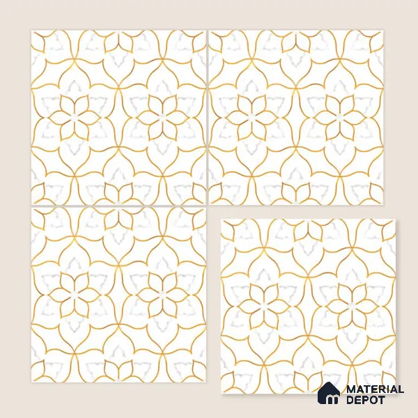 Moroccan Wall & Floor Tile TL 10046 | GR 6062 | 1 ft x 1 ft Matte Finish Ceramic Tile - 10 mm | Suitable for Bathroom, Kitchen, Balcony | Please Expect a Slight Variation of Pattern