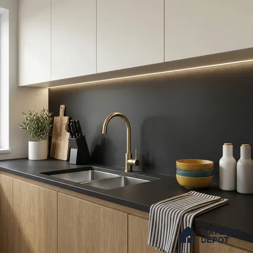 Terrazzo Counter Top Slab TL 10056 B Sago Nero Nutech 8 ft x 2.62 ft Matte Finish Full Body Vitrified Large Format Tile - 15 mm Suitable For Counter Top, Dining Table Top & Window Frame