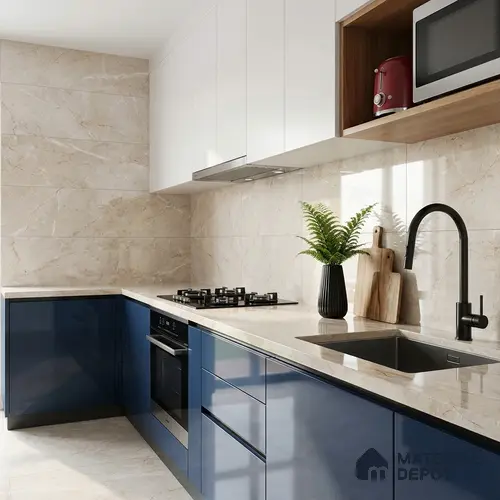 Patterned Floor & Wall Tile TL 10065 Esperda Beige Decor 4 ft x 2 ft Glossy Finish Vitrified Tile - 9 mm | | Suitable For Living Room, Bedroom, Dining Area