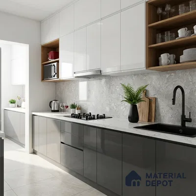 Marble Floor & Wall Tile TL 10065 D Esperda Grey 4 ft x 2 ft Glossy Finish Vitrified Tile - 9 mm | Suitable For Bathroom, Accent/Feature Wall, Dining Area