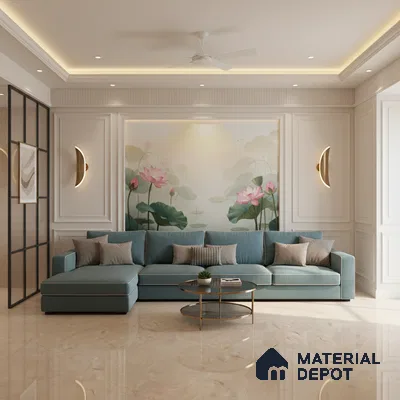 Marble Floor & Wall Large Format Tile TL 10069 Marlin Natural 6 ft x 4 ft Glossy Finish Vitrified Tile - 9 mm | Suitable for Living Room, Bedroom & Bathroom | Adhesive and Spacers Must be Used During Installation
