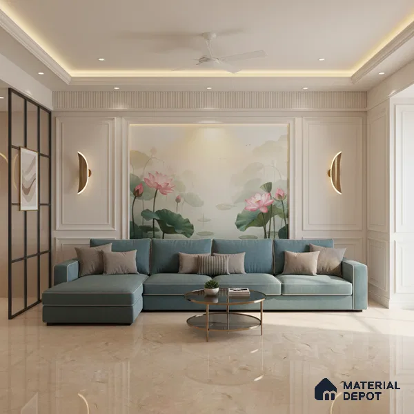 Marble Floor & Wall Large Format Tile TL 10069 Marlin Natural 6 ft x 4 ft Glossy Finish Vitrified Tile - 9 mm | Suitable for Living Room, Bedroom & Bathroom | Adhesive and Spacers Must be Used During Installation