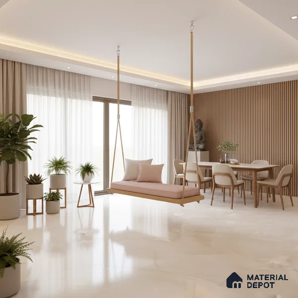 Marble Floor Large Format Tile TL 10075 Omega Onyx 6 ft x 4 ft Glossy Finish Vitrified Colorbody Tile - 15 mm | Suitable for Living Room, Bedroom & Bathroom | Adhesive and Spacers Must be Used During Installation