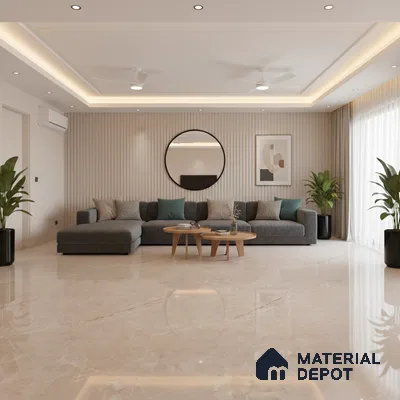 Marble Floor Large Format Tile TL 10078 Prestige Crema 6 ft x 4 ft Glossy Finish Vitrified Colorbody Tile - 15 mm | Suitable for Living Room, Bedroom & Bathroom | Adhesive and Spacers Must be Used During Installation