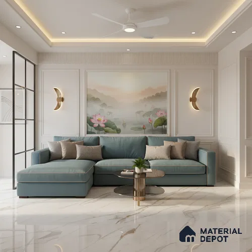 Marble Floor Large Format Tile TL 10080 Ziliona Rice 6 ft x 4 ft Glossy Finish Vitrified Colorbody Tile - 15 mm | Suitable for Living Room, Bedroom & Bathroom | Adhesive and Spacers Must be Used During Installation