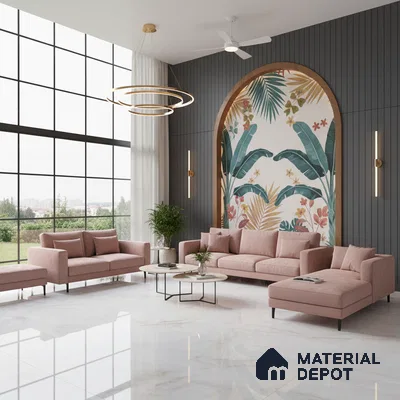 Marble Floor Large Format Tile TL 10081 Norbic Shell 6 ft x 4 ft Glossy Finish Vitrified Colorbody Tile - 15 mm | Suitable for Living Room, Bedroom & Bathroom | Adhesive and Spacers Must be Used During Installation
