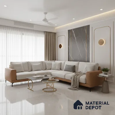 Marble Floor Large Format Tile TL 10082 Adrim Ice 6 ft x 4 ft Glossy Finish Vitrified Colorbody Tile - 15 mm | Suitable for Living Room, Bedroom & Bathroom | Adhesive and Spacers Must be Used During Installation