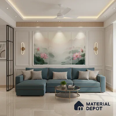 Marble Floor Large Format Tile TL 10084 Revan Marfil 6 ft x 4 ft Glossy Finish Vitrified Colorbody Tile - 15 mm | Suitable for Living Room, Bedroom & Bathroom | Adhesive and Spacers Must be Used During Installation
