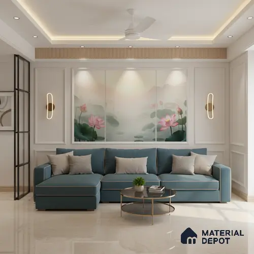 Marble Floor Large Format Tile TL 10084 Revan Marfil 6 ft x 4 ft Glossy Finish Vitrified Colorbody Tile - 15 mm | Suitable for Living Room, Bedroom & Bathroom | Adhesive and Spacers Must be Used During Installation