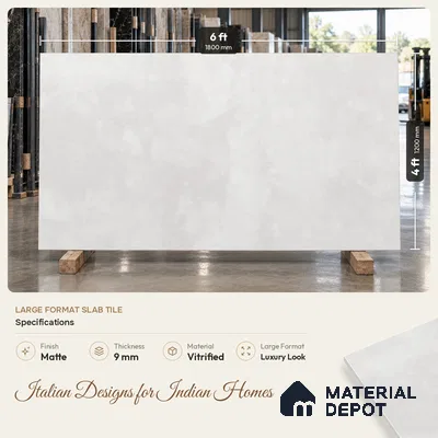Stone Floor & Wall Tile TL 10089 Grapphite Dove 6 ft x 4 ft Carving Matte Finish Vitrified Large Format Tile - 9 mm | Suitable for Living Room, Bedroom, Bathroom | Adhesive and Spacers Must be Used During Installation