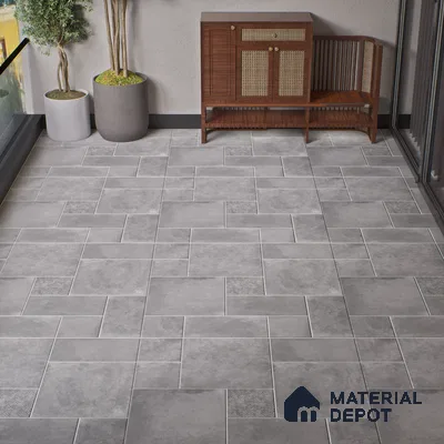 Stone Floor Tile TL 10091 Modulo Gris | 16 x 16 inch - 12 mm thick | Vitrified Anti Skid Matte Finish Heavy Duty Parking Tile | Ideal For Bathroom, High Traffic Areas, Terrace | Pattern Alignment May Vary | 2-3 mm Spacer is Mandatory