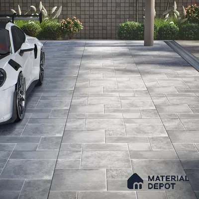 Stone Floor Tile TL 10091 Modulo Gris | 16 x 16 inch - 12 mm thick | Vitrified Anti Skid Matte Finish Heavy Duty Parking Tile | Ideal For Bathroom, High Traffic Areas, Terrace | Pattern Alignment May Vary | 2-3 mm Spacer is Mandatory