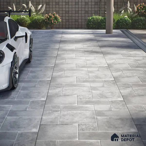 Stone Floor Tile TL 10091 Modulo Gris | 16 x 16 inch - 12 mm thick | Vitrified Anti Skid Matte Finish Heavy Duty Parking Tile | Ideal For Bathroom, High Traffic Areas, Terrace | Pattern Alignment May Vary | 2-3 mm Spacer is Mandatory