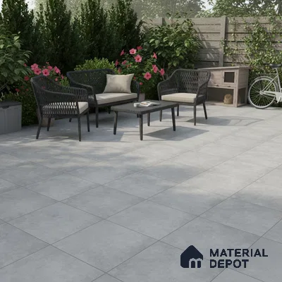 Stone Floor Tile TL 10091 Modulo Gris | 16 x 16 inch - 12 mm thick | Vitrified Anti Skid Matte Finish Heavy Duty Parking Tile | Ideal For Outdoor, High Traffic Areas, Terrace | Pattern Alignment May Vary | 2-3 mm Spacer is Mandatory (Sample)