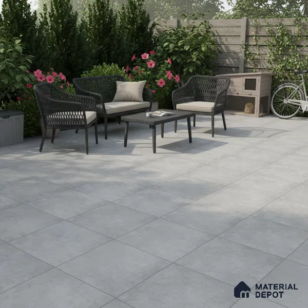 Stone Floor Tile TL 10091 Modulo Gris | 16 x 16 inch - 12 mm thick | Vitrified Anti Skid Matte Finish Heavy Duty Parking Tile | Ideal For Outdoor, High Traffic Areas, Terrace | Pattern Alignment May Vary | 2-3 mm Spacer is Mandatory (Sample)