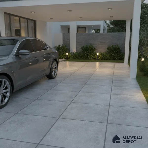 Stone Floor Tile TL 10091 Modulo Gris | 16 x 16 inch - 12 mm thick | Vitrified Anti Skid Matte Finish Heavy Duty Parking Tile | Ideal For Outdoor, High Traffic Areas, Terrace | Pattern Alignment May Vary | 2-3 mm Spacer is Mandatory (Sample)