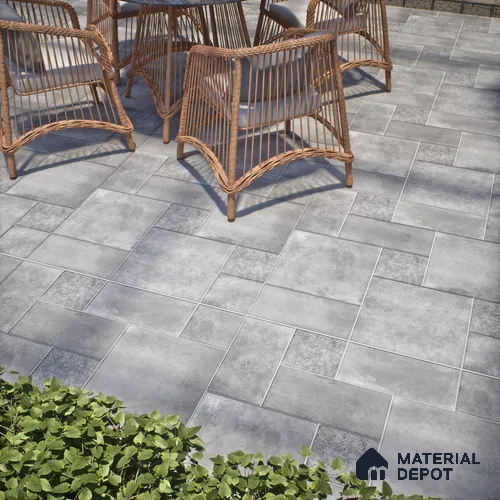 Stone Floor Tile TL 10091 C Modulo Gris 8 x 8 inch Matte Finish Vitrified Anti Skid Tile - 12 mm | Suitable For Balcony, Patio, Bathroom