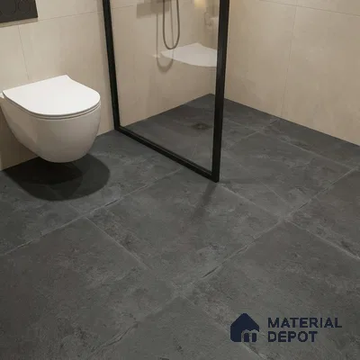 Stone Floor Tile TL 10092 Modulo Dark | 16 x 16 inch - 12 mm thick | Vitrified Anti Skid Matte Finish Heavy Duty Parking Tile | Ideal For Outdoor, High Traffic Areas, Terrace | Pattern Alignment May Vary | 2-3 mm Spacer is Mandatory (Sample)
