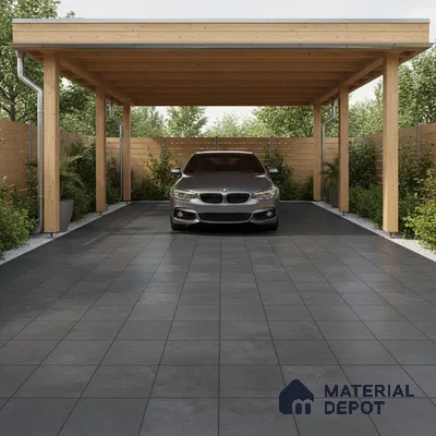 Stone Floor Tile TL 10092 Modulo Dark | 16 x 16 inch - 12 mm thick | Vitrified Anti Skid Matte Finish Heavy Duty Parking Tile | Ideal For Outdoor, High Traffic Areas, Terrace | Pattern Alignment May Vary | 2-3 mm Spacer is Mandatory (Sample)