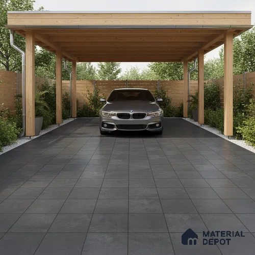 Stone Floor Tile TL 10092 Modulo Dark | 16 x 16 inch - 12 mm thick | Vitrified Anti Skid Matte Finish Heavy Duty Parking Tile | Ideal For Bathroom, High Traffic Areas, Terrace | Pattern Alignment May Vary | 2-3 mm Spacer is Mandatory