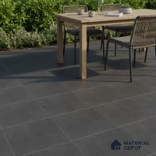 Stone Floor Tile TL 10092 Modulo Dark | 16 x 16 inch - 12 mm thick | Vitrified Anti Skid Matte Finish Heavy Duty Parking Tile | Ideal For Bathroom, High Traffic Areas, Terrace | Pattern Alignment May Vary | 2-3 mm Spacer is Mandatory