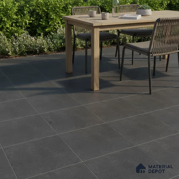 Stone Floor Tile TL 10092 Modulo Dark | 16 x 16 inch - 12 mm thick | Vitrified Anti Skid Matte Finish Heavy Duty Parking Tile | Ideal For Outdoor, High Traffic Areas, Terrace | Pattern Alignment May Vary | 2-3 mm Spacer is Mandatory (Sample)