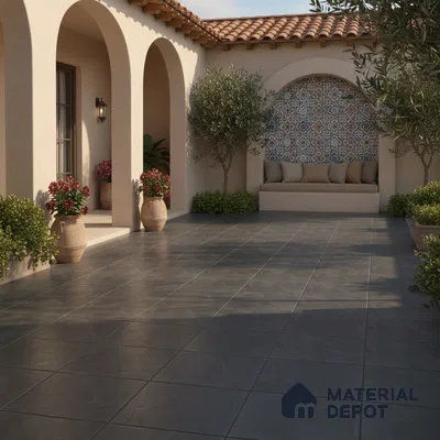 Stone Floor Tile TL 10092 Modulo Dark | 16 x 16 inch - 12 mm thick | Vitrified Anti Skid Matte Finish Heavy Duty Parking Tile | Ideal For Outdoor, High Traffic Areas, Terrace | Pattern Alignment May Vary | 2-3 mm Spacer is Mandatory (Sample)