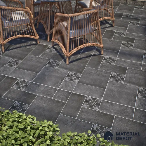 Subway Floor Tile TL 10092 D Modulo Dark Decor 8 x 8 inch Matte Finish Vitrified Anti Skid Tile - 12 mm | 12 Random Design | Suitable For Balcony, Patio, Bathroom | Please Expect a Slight Variation of Pattern