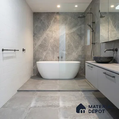 Stone Floor Tile TL 10093 Modulo Grafite | 16 x 16 inch - 12 mm thick | Vitrified Anti Skid Matte Finish Heavy Duty Parking Tile | Ideal For Outdoor, High Traffic Areas, Terrace | Pattern Alignment May Vary | 2-3 mm Spacer is Mandatory