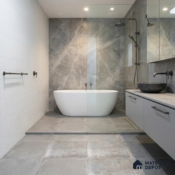 Stone Floor Tile TL 10093 Modulo Grafite | 16 x 16 inch - 12 mm thick | Vitrified Anti Skid Matte Finish Heavy Duty Parking Tile | Ideal For Outdoor, High Traffic Areas, Terrace | Pattern Alignment May Vary | 2-3 mm Spacer is Mandatory