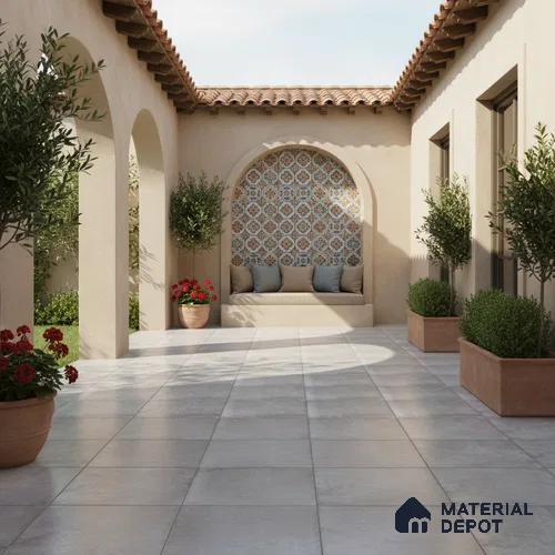 Stone Floor Tile TL 10093 Modulo Grafite | 16 x 16 inch - 12 mm thick | Vitrified Anti Skid Matte Finish Heavy Duty Parking Tile | Ideal For Outdoor, High Traffic Areas, Terrace | Pattern Alignment May Vary | 2-3 mm Spacer is Mandatory