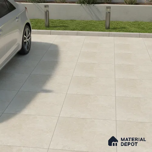 Stone Floor Tile TL 10094 Modulo Beige | 16 x 16 inch - 12 mm thick | Vitrified Anti Skid Matte Finish Heavy Duty Parking Tile | Ideal For Outdoor, High Traffic Areas, Terrace | Pattern Alignment May Vary | 2-3 mm Spacer is Mandatory