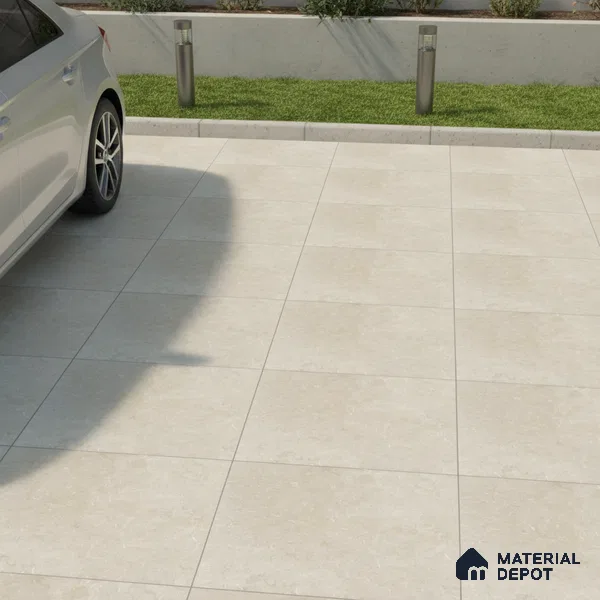 Stone Floor Tile TL 10094 Modulo Beige | 16 x 16 inch - 12 mm thick | Vitrified Anti Skid Matte Finish Heavy Duty Parking Tile | Ideal For Outdoor, High Traffic Areas, Terrace | Pattern Alignment May Vary | 2-3 mm Spacer is Mandatory