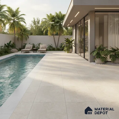 Stone Floor Tile TL 10094 Modulo Beige | 16 x 16 inch - 12 mm thick | Vitrified Anti Skid Matte Finish Heavy Duty Parking Tile | Ideal For Outdoor, High Traffic Areas, Terrace | Pattern Alignment May Vary | 2-3 mm Spacer is Mandatory