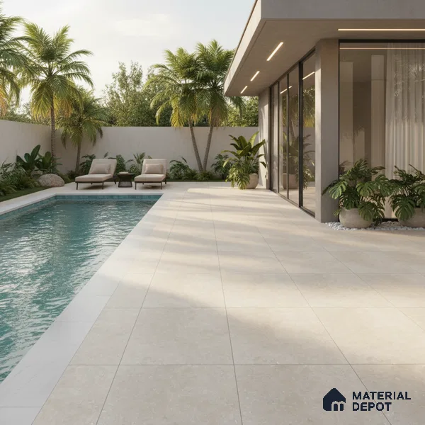 Stone Floor Tile TL 10094 Modulo Beige | 16 x 16 inch - 12 mm thick | Vitrified Anti Skid Matte Finish Heavy Duty Parking Tile | Ideal For Outdoor, High Traffic Areas, Terrace | Pattern Alignment May Vary | 2-3 mm Spacer is Mandatory