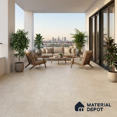 Stone Floor Tile TL 10094 Modulo Beige | 16 x 16 inch - 12 mm thick | Vitrified Anti Skid Matte Finish Heavy Duty Parking Tile | Ideal For Outdoor, High Traffic Areas, Terrace | Pattern Alignment May Vary | 2-3 mm Spacer is Mandatory