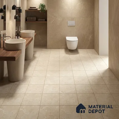Stone Floor Tile TL 10094 C Modulo Beige 8 x 8 inch Matte Finish Vitrified Anti Skid Tile - 12 mm | Suitable For Balcony, Patio, Bathroom