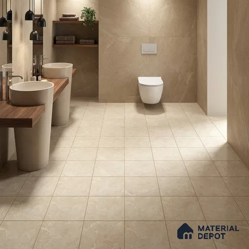 Stone Floor Tile TL 10094 C Modulo Beige 8 x 8 inch Matte Finish Vitrified Anti Skid Tile - 12 mm | Suitable For Balcony, Patio, Outdoor