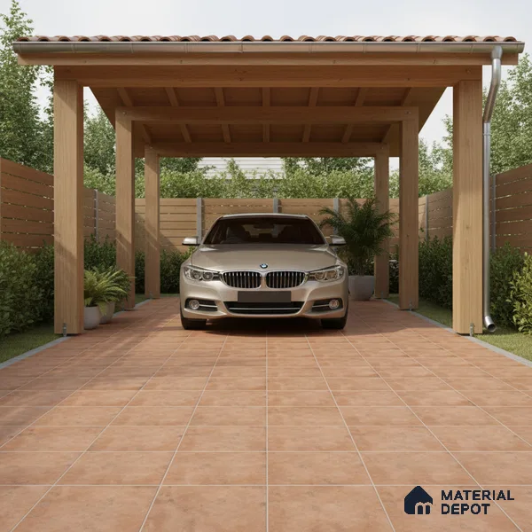 Stone Floor Tile TL 10095 Cotto | 16 x 16 inch - 12 mm thick | Vitrified Anti Skid Matte Finish Heavy Duty Parking Tile | Ideal For Outdoor, High Traffic Areas, Terrace | Pattern Alignment May Vary | 2-3 mm Spacer is Mandatory