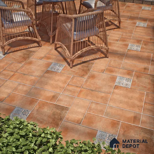 Stone Floor Tile TL 10095 C Cotto 8 x 8 inch Matte Finish Vitrified Anti Skid Tile - 12 mm | Suitable For Balcony, Patio, Bathroom
