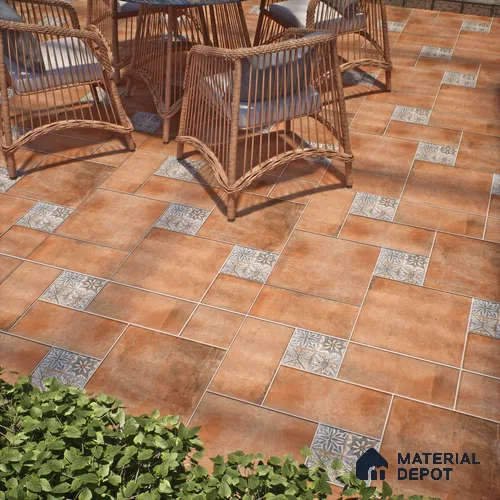 Subway Floor Tile TL 10095 D Cotto Decor 8 x 8 inch Matte Finish Vitrified Anti Skid Tile - 12 mm | 4 Random Design | Suitable For Balcony, Patio, Bathroom | Please Expect a Slight Variation of Pattern