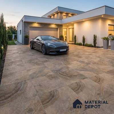 Stone Floor Tile TL 10096 Modulo Bizero | 16 x 16 inch - 12 mm thick | Vitrified Anti Skid Matte Finish Heavy Duty Parking Tile | Ideal For Outdoor, High Traffic Areas, Terrace | Pattern Alignment May Vary | 2-3 mm Spacer is Mandatory (Sample)