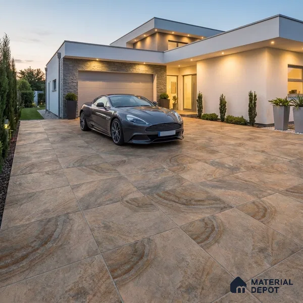Stone Floor Tile TL 10096 Modulo Bizero | 16 x 16 inch - 12 mm thick | Vitrified Anti Skid Matte Finish Heavy Duty Parking Tile | Ideal For Outdoor, High Traffic Areas, Terrace | Pattern Alignment May Vary | 2-3 mm Spacer is Mandatory (Sample)