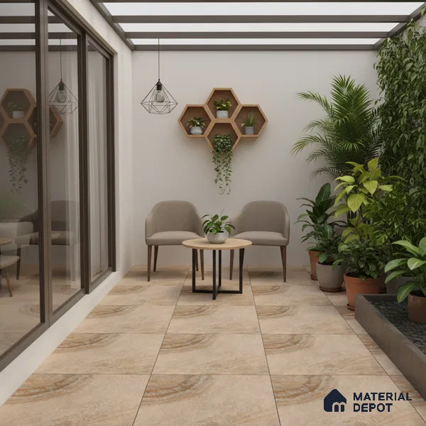 Stone Floor Tile TL 10096 Modulo Bizero | 16 x 16 inch - 12 mm thick | Vitrified Anti Skid Matte Finish Heavy Duty Parking Tile | Ideal For Outdoor, High Traffic Areas, Terrace | Pattern Alignment May Vary | 2-3 mm Spacer is Mandatory (Sample)