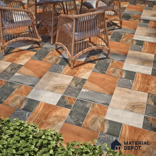 Stone Floor Tile TL 10096 C Modulo Bizero 8 x 8 inch Matte Finish Vitrified Anti Skid Tile - 12 mm | Suitable For Balcony, Patio, Bathroom