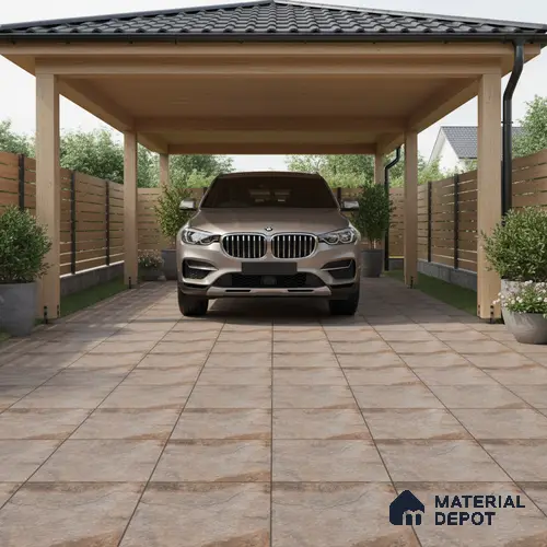 Stone Floor Tile TL 10097 Season Stone | 16 x 16 inch - 12 mm thick | Vitrified Anti Skid Matte Finish Heavy Duty Parking Tile | Ideal For Outdoor, High Traffic Areas, Terrace | Pattern Alignment May Vary | 2-3 mm Spacer is Mandatory