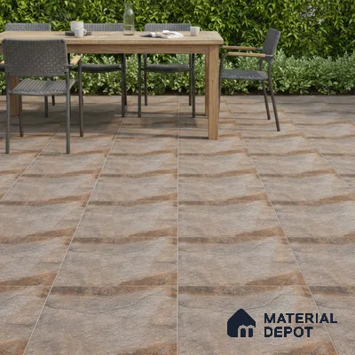 Stone Floor Tile TL 10097 Season Stone | 16 x 16 inch - 12 mm thick | Vitrified Anti Skid Matte Finish Heavy Duty Parking Tile | Ideal For Outdoor, High Traffic Areas, Terrace | Pattern Alignment May Vary | 2-3 mm Spacer is Mandatory