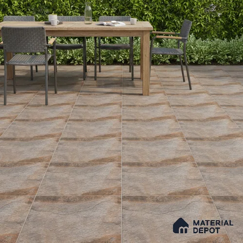 Stone Floor Tile TL 10097 Season Stone | 16 x 16 inch - 12 mm thick | Vitrified Anti Skid Matte Finish Heavy Duty Parking Tile | Ideal For Outdoor, High Traffic Areas, Terrace | Pattern Alignment May Vary | 2-3 mm Spacer is Mandatory