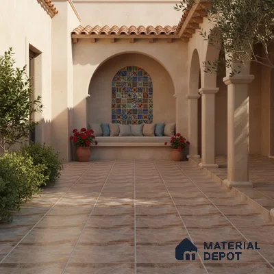 Stone Floor Tile TL 10097 Season Stone | 16 x 16 inch - 12 mm thick | Vitrified Anti Skid Matte Finish Heavy Duty Parking Tile | Ideal For Outdoor, High Traffic Areas, Terrace | Pattern Alignment May Vary | 2-3 mm Spacer is Mandatory