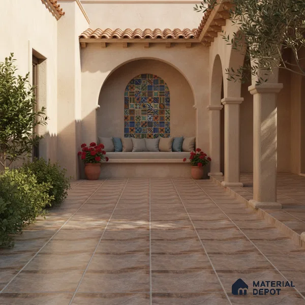 Stone Floor Tile TL 10097 Season Stone | 16 x 16 inch - 12 mm thick | Vitrified Anti Skid Matte Finish Heavy Duty Parking Tile | Ideal For Outdoor, High Traffic Areas, Terrace | Pattern Alignment May Vary | 2-3 mm Spacer is Mandatory